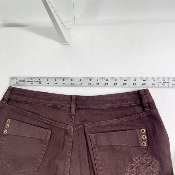 Chico's Platinum Jeans Woman's 2 Reg(M 12) Brown Embroidered Rivet Embellishment - Picture 14 of 16